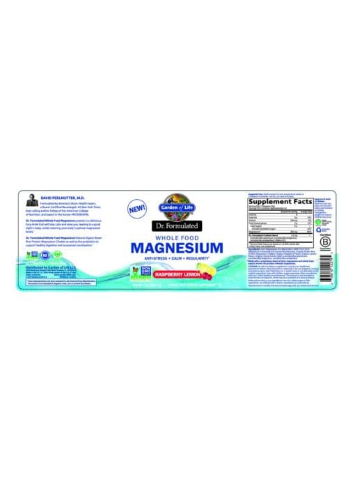 Garden of Life Dr. Formulated Whole Food Magnesium Raspberry-Lemon -- magnesium supplement, probiotic support - Back