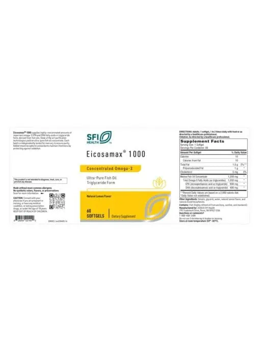 SFI Health Eicosamax 1000 — Omega-3 Supplement, Fish Oil - Back