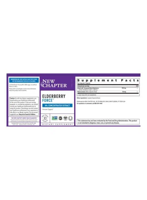 New Chapter Elderberry Force(TM) -- immune support, antioxidant action - Back