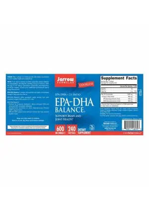 Jarrow Formulas EPA-DHA Balance 600mg -- omega-3 supplement, brain health - Back