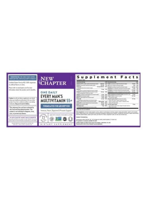 New Chapter Every Man's One Daily 55+ -- multivitamin, fermented nutrients - Back
