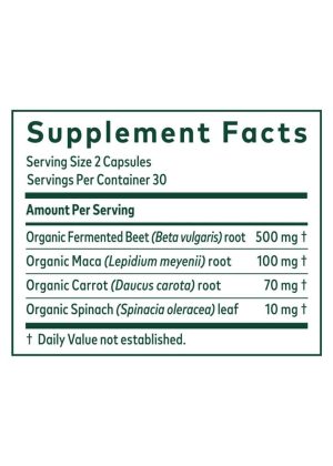 Gaia Herbs Fermented Beet & Maca — Circulation and Energy Support - Back