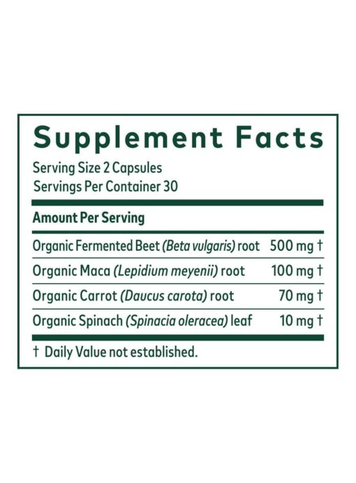 Gaia Herbs Fermented Beet & Maca — Circulation and Energy Support - Back