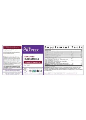 New Chapter Fermented Iron Complex -- iron supplement, energy support - Back