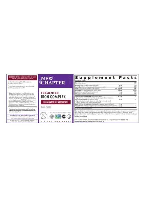 New Chapter Fermented Iron Complex -- iron supplement, energy support - Back
