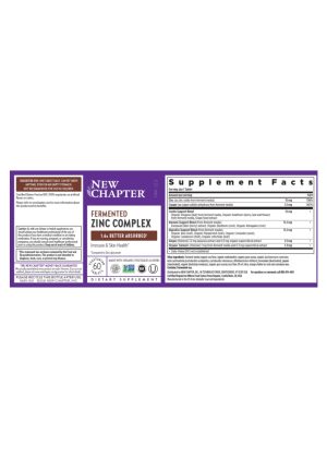 New Chapter Fermented Zinc Complex -- immune support, skin health - Back