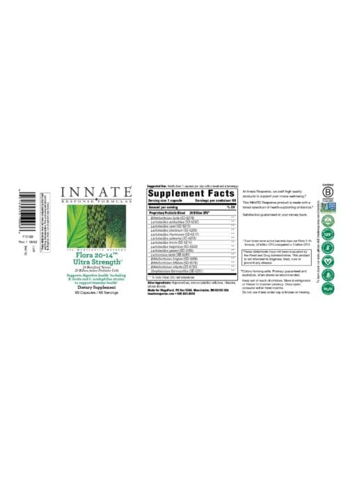 Innate Response Flora 20-14(TM) Ultra Strength -- probiotic supplement, gut health - Back