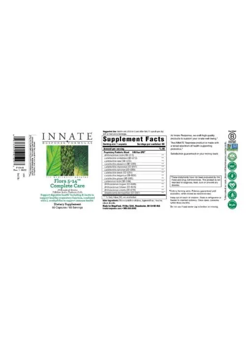 Innate Response Flora 5-14(TM) Complete Care -- probiotic supplement, digestive health - Back