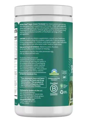 Garden of Life Perfect Food Super Green Formula — Nutrient-Dense Superfoods, Probiotics - Back