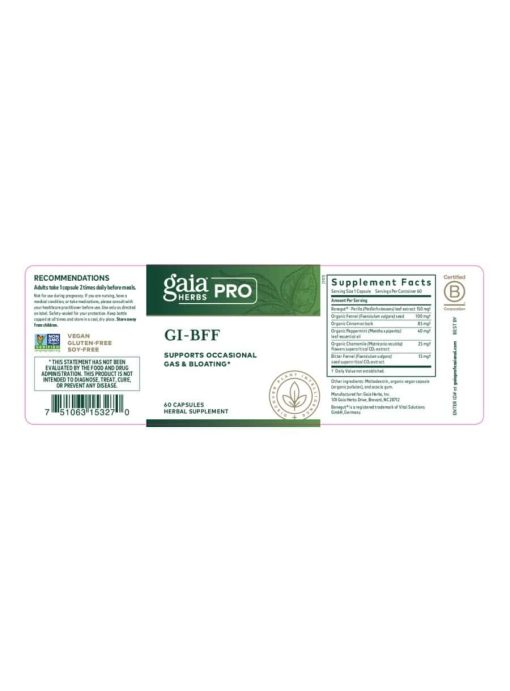 Gaia Herbs GI-BFF — Digestive Support, Herbal Supplement - Back