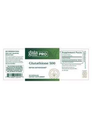 Gaia Herbs Glutathione 500 — Detox Antioxidant, Vegan Supplement - Back