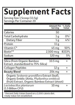 Manufacturer Grass Fed Collagen Beauty — Collagen Peptides, Organic Ingredients - Back