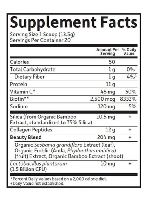 Manufacturer Grass Fed Collagen Beauty — Collagen Peptides, Organic Ingredients - Back