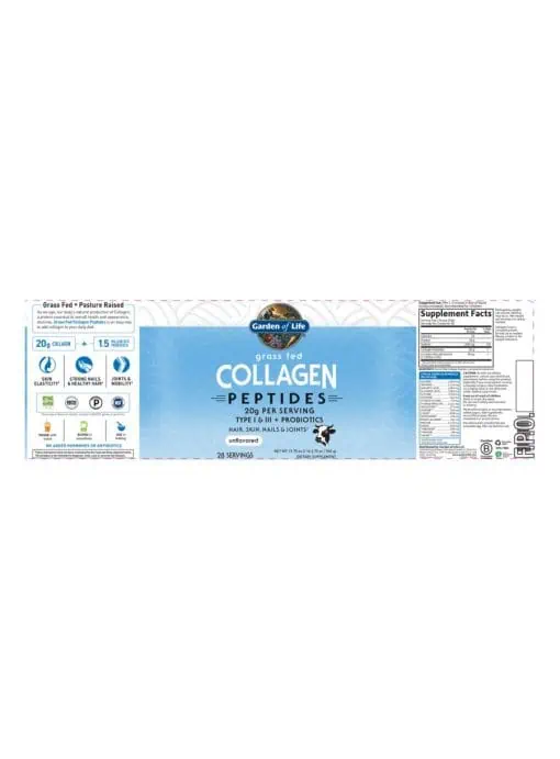 Garden of Life Grass Fed Collagen Peptides — collagen, skin elasticity - Back