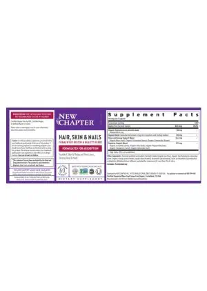 New Chapter Hair, Skin & Nails -- beauty supplement, organic algae - Back