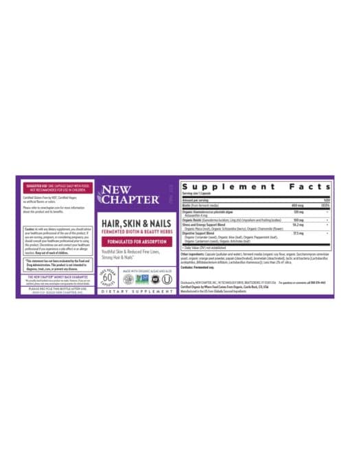 New Chapter Hair, Skin & Nails -- beauty supplement, organic algae - Back