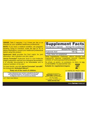 Jarrow Formulas Hyaluronic Acid 120mg -- skin hydration, joint support - Back
