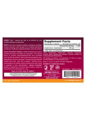Jarrow Formulas Inositol 750mg -- liver support, cellular detoxification - Back