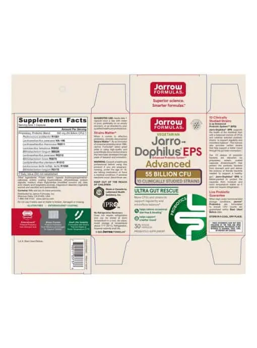 Jarrow Formulas Jarro-Dophilus EPS Advanced -- probiotics, gut health - Back