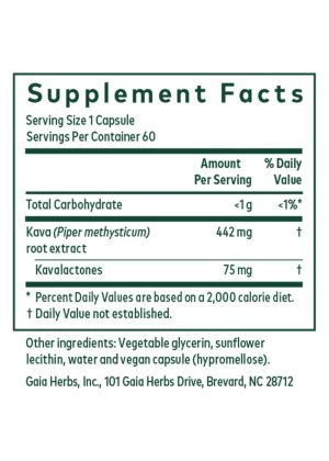 Gaia Herbs Kava 75 — Calming Stress Support, Herbal Supplement - Back