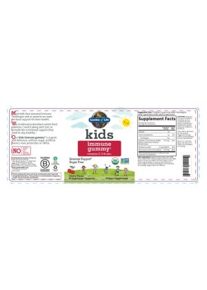 Garden of Life kids immune gummy — vitamins C, D & zinc, immune support - Back