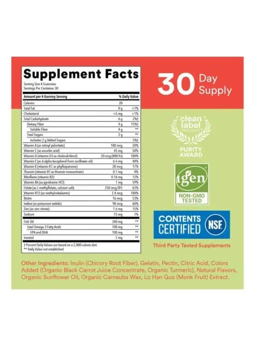 SmartyPants Vitamins Kids Multi & Fiber -- kids vitamins, dietary fiber - Back