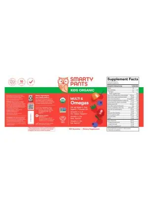 SmartyPants Vitamins Kids Multi & Omegas -- kids vitamins, omega-3 gummies - Back