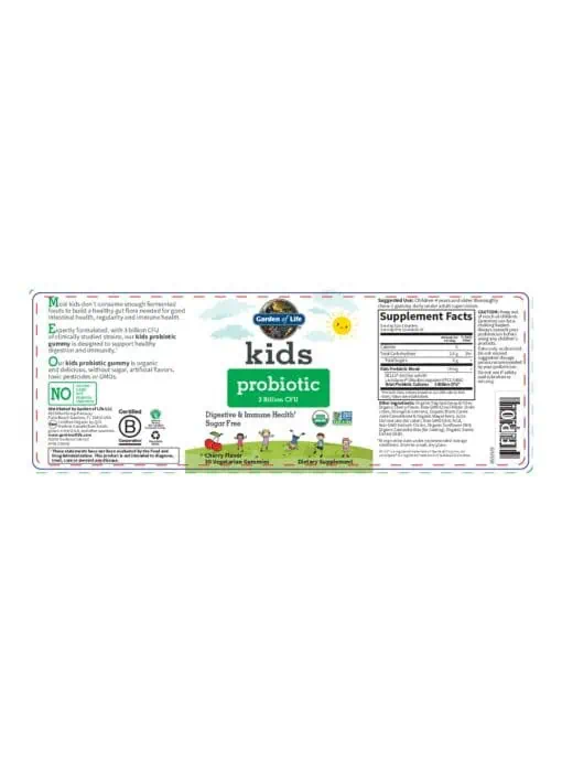 Garden of Life Kids Probiotic — Digestive Health, Immune Support - Back