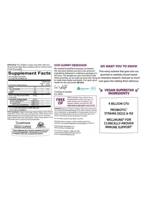 SmartyPants Kids Probiotic Complete Grape -- kids probiotic, digestive health - Back
