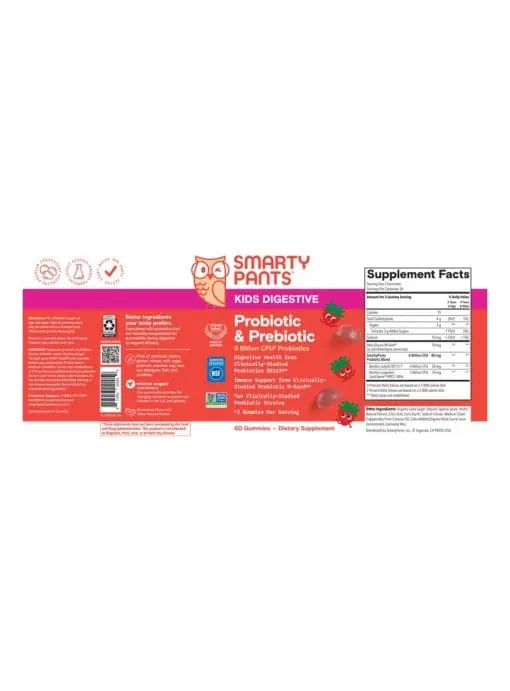 SmartyPants Vitamins Kids Probiotic Complete Strawberry Creme -- kids probiotics, digestive health - Back