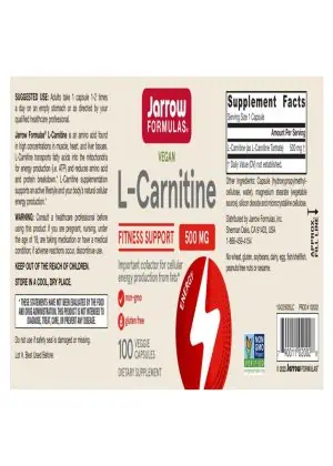 Jarrow Formulas L-Carnitine -- energy production, metabolism support - Back