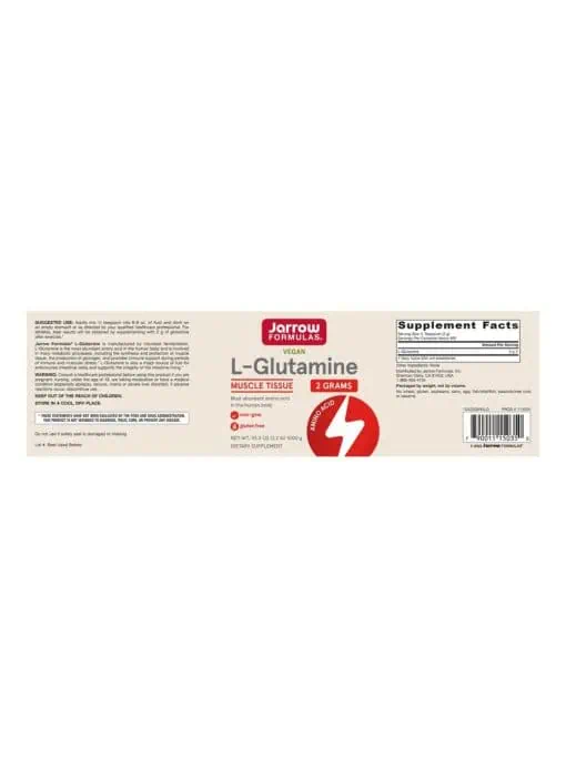 Jarrow Formulas L-Glutamine Powder -- amino acid supplement, muscle support - Back