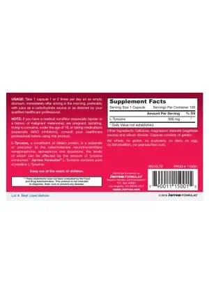 Jarrow Formulas L-Tyrosine 500mg -- brain support, cognitive enhancement - Back