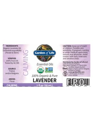 Garden of Life Lavender Essential Oil — Organic Lavender Oil, Calming Aroma - Back
