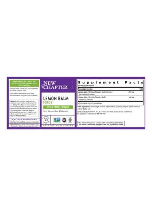 New Chapter Lemon Balm Force(TM) -- mood support, relaxation - Back
