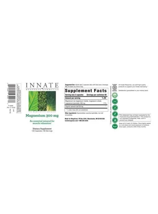 Innate Response Magnesium 300 -- magnesium supplement, muscle relaxation - Back
