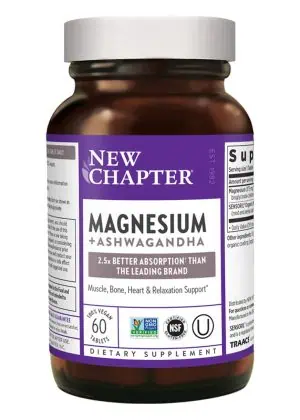 New Chapter Magnesium + Ashwagandha Tablets -- magnesium supplement, stress support