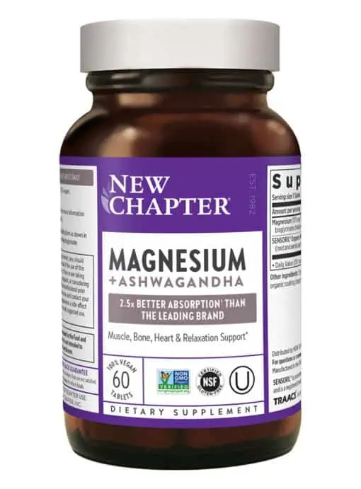 New Chapter Magnesium + Ashwagandha Tablets -- magnesium supplement, stress support