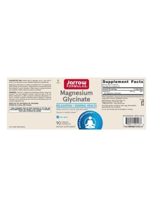 Jarrow Formulas Magnesium Glycinate -- magnesium supplement, relaxation support - Back