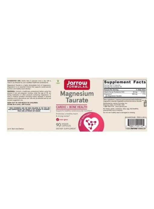 Jarrow Formulas Magnesium Taurate -- magnesium supplement, cardiovascular support - Back