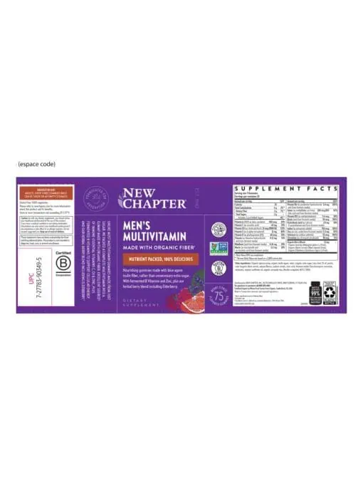 New Chapter Men's Multivitamin Gummies -- multivitamin gummies, organic vitamins - Back