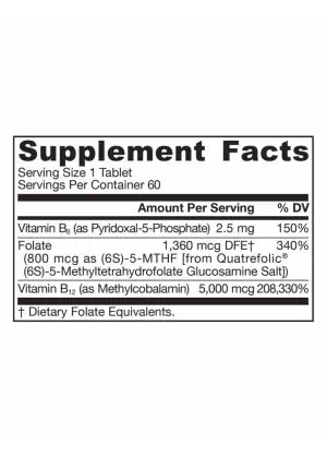 Jarrow Formulas Methyl B-12 & Methyl Folate Cherry -- methyl b12, methyl folate - Back
