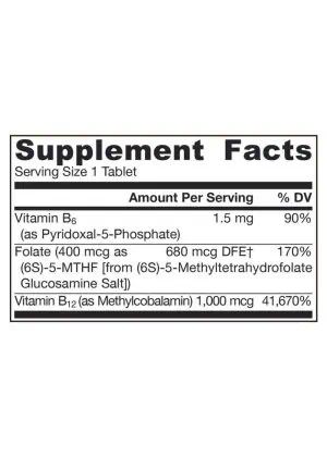 Jarrow Formulas Methyl B-12 & Methyl Folate Lemon -- vitamin B12, methyl folate - Back