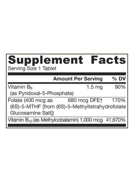 Jarrow Formulas Methyl B-12 & Methyl Folate Lemon -- vitamin B12, methyl folate - Back