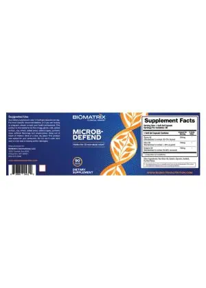 Biomatrix Microb-Defend -- essential oils, gut health - Back