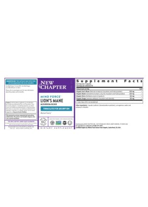 New Chapter Mind Force(TM) Lion's Mane -- cognitive support, mental clarity - Back