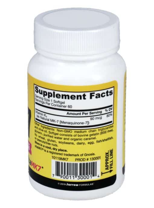 Jarrow Formulas MK-7 90mcg -- vitamin K2, bone health - Back