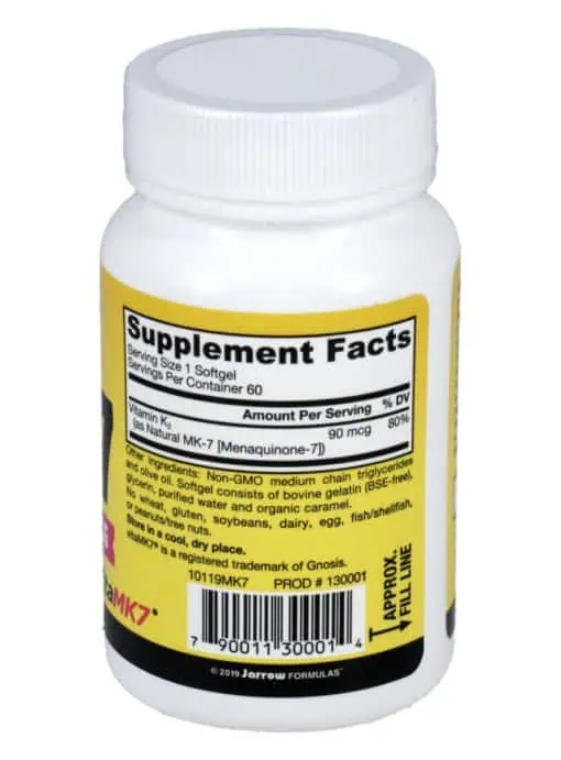 Jarrow Formulas MK-7 90mcg -- vitamin K2, bone health - Back