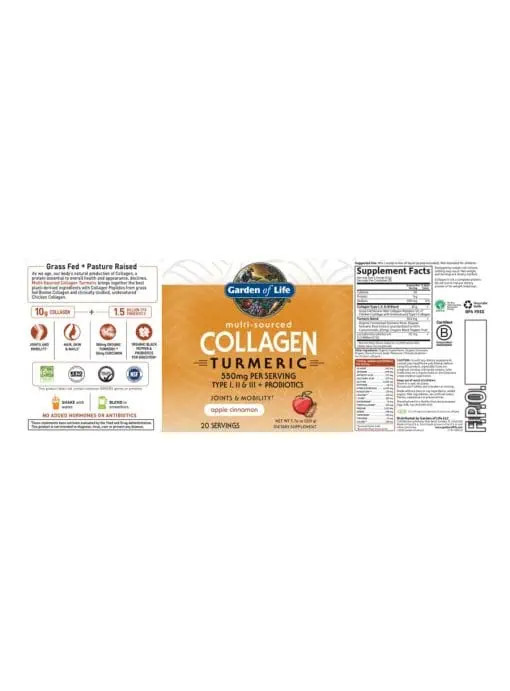 Garden of Life Multi-Sourced Collagen Turmeric — Collagen, Probiotics - Back