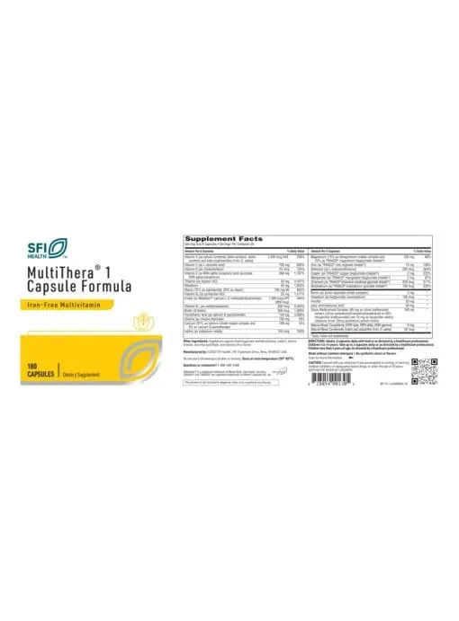 SFI Health MultiThera® 1 Capsule Formula — Iron-Free Multivitamin, Comprehensive Multivitamin - Back